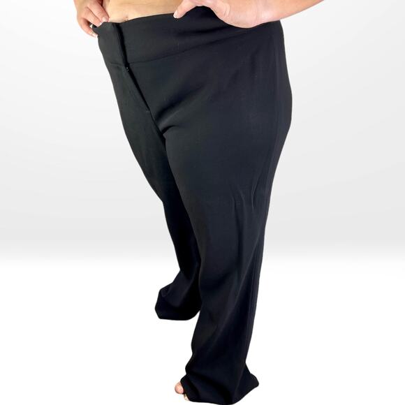 00s MAGASCHONI COLLECTION Vintage Black Wool Flat Front Dress Pants - Picture 3 of 7